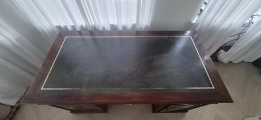 Solid wood desk with brass fittings