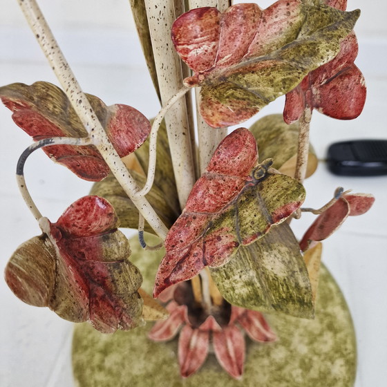 Image 1 of Italian Floor Lamp with Metal Stems, Leaf Details and Murano Glass Flower Shades