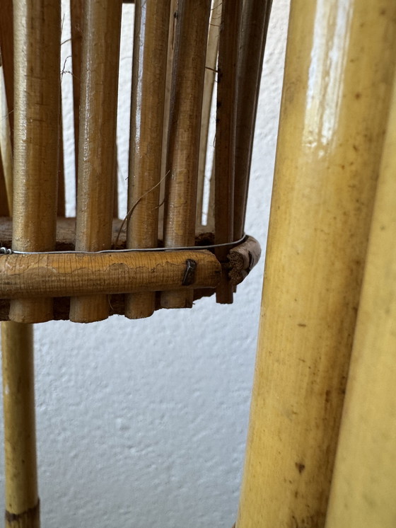 Image 1 of Lámpara de pie con soporte para plantas de ratán de los años 50