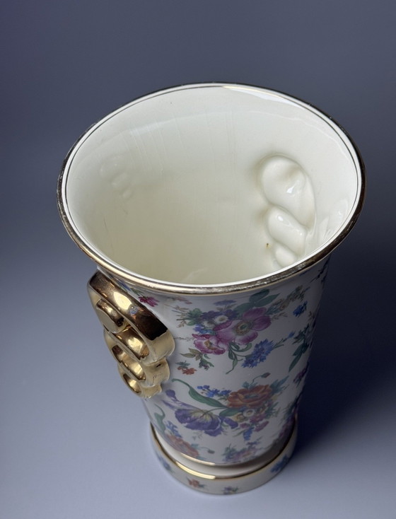 Image 1 of Boch Frères La Louvière Keralux Vaas “Fleurs de Saxe” — België, Art Deco Periode
