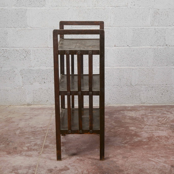 Dark Stained Open-Shelf Etagere, Liberty Style – Shelving unit, Wood, Rustic (photo 8 of 13)