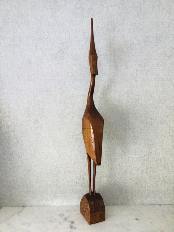 Image 1 of Pájaro de teca de mediados de siglo, altura 70 cm
