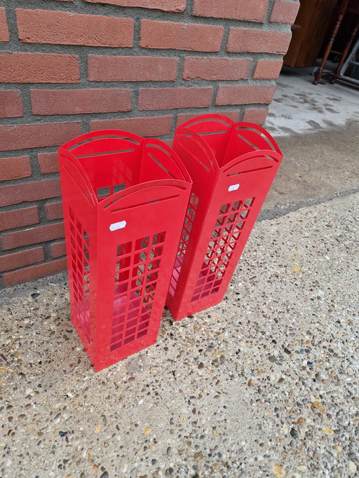 Metal umbrella stand red