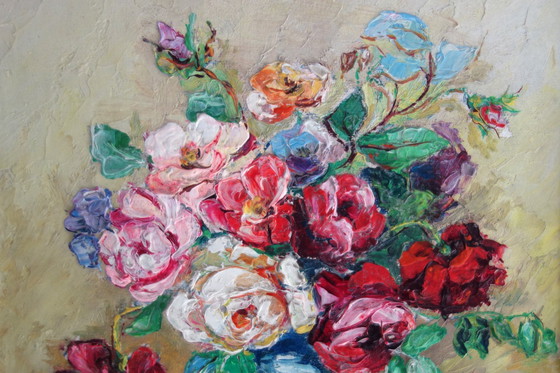 Image 1 of 2 Alphonsief boeket bloemstillevens, jaren 40/50