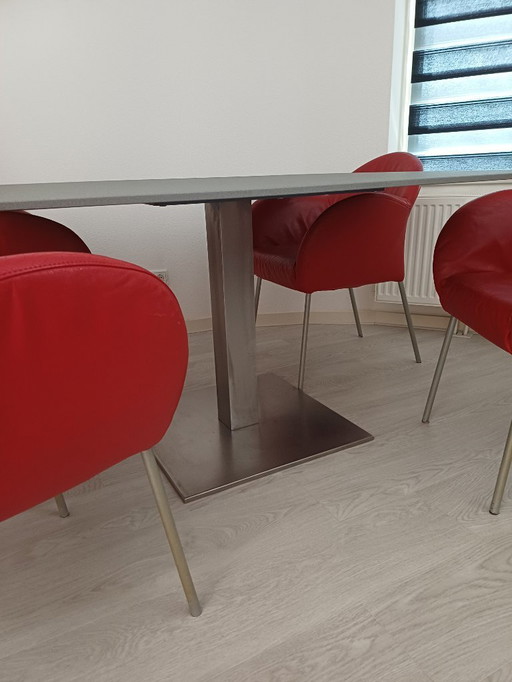 Solid natural stone dining table, brand unknown