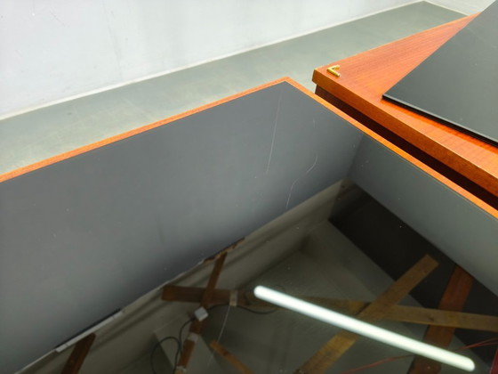 Image 1 of Coppia di comodini cechi di metà secolo con piano in vetro, anni '60