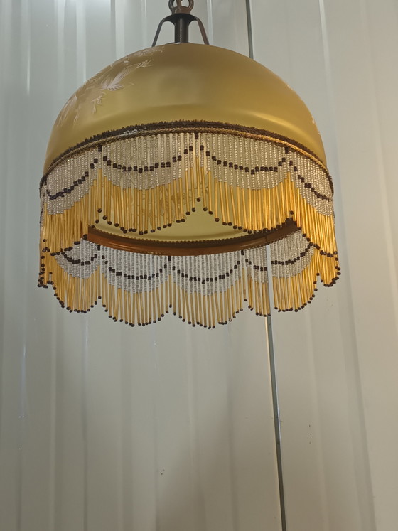 Koppel Vintage Hanglamp Met Kralen – Hanglampen, Copper, Glass (photo 9 of 15)
