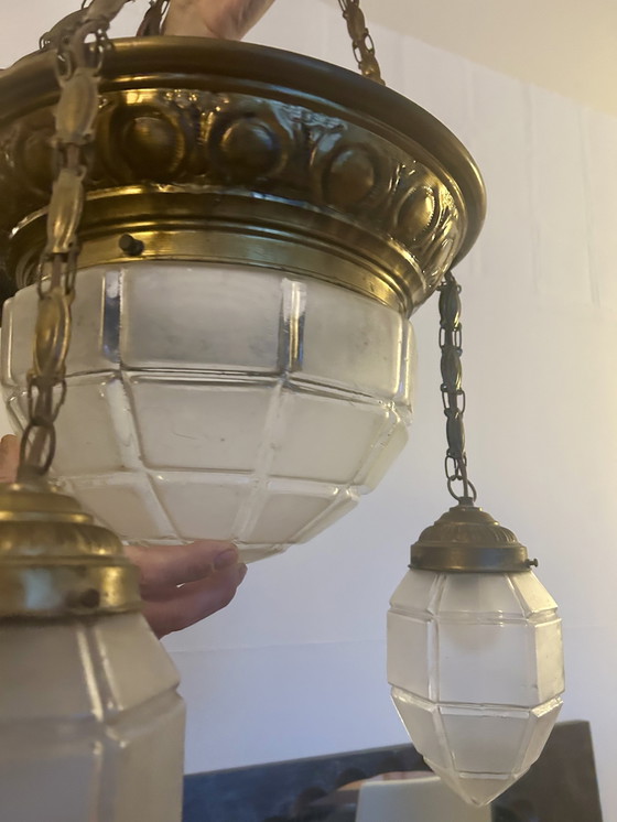 Image 1 of Art deco kroonluchter, glas