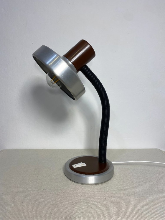 Lampe de bureau réglable Vintage Lebane FS 731, Yougoslavie années 1970, Aluminium, Marron (photo 2 sur 12)