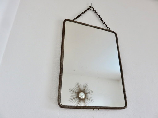 Antique French Chain Barber's Mirror, 1940s