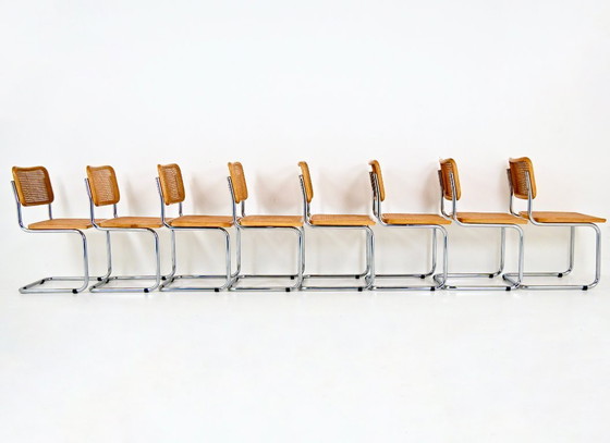 Image 1 of Eetkamerstoelen Stijl B32 van Marcel Breuer, Set van 8