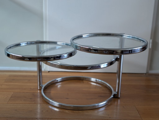 Vintage Leitmotiv Draaibare Salontafel – Glass, Metal