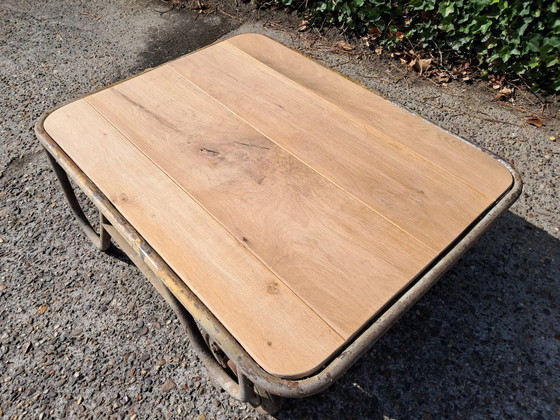 Image 1 of Buiscar stone cart lounge table with oak table top