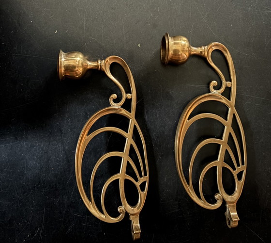 Set Antieke Pianokandelaren Circa 1920 Incl. Ophangsysteem – Decoratieve objecten, Copper, Brass (photo 4 of 6)