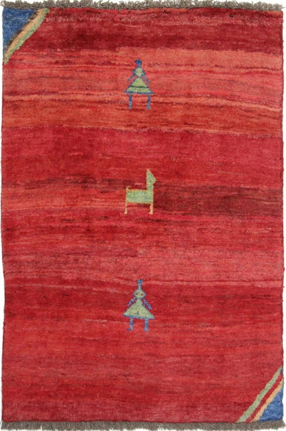 Image 1 of Original Perserteppich Gabbeh Ghashghai Orientteppich 146 cm x 100 cm Alt Natur