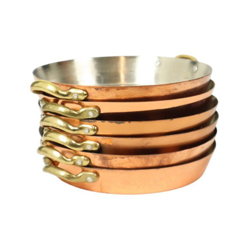 Juego de 6 sartenes de cobre