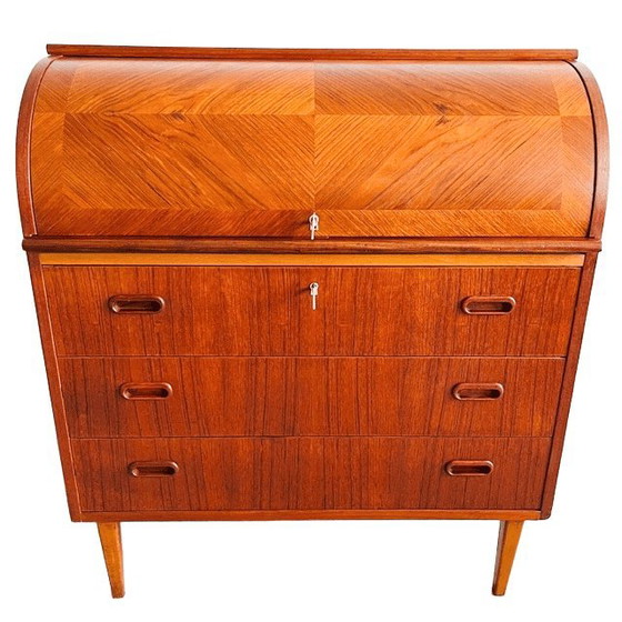 Image 1 of Vintage Egon Ostergaard deens design mid-century roltop secretaire kast bureau 1960's