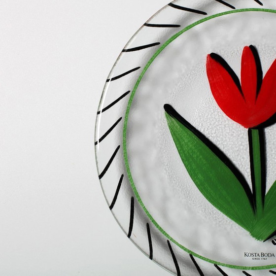 Piatto in vetro vintage Kosta Boda / Red Tulip Design di Ulrica Hydman Vallien / Svezia / 1991 (photo 3 of 6)