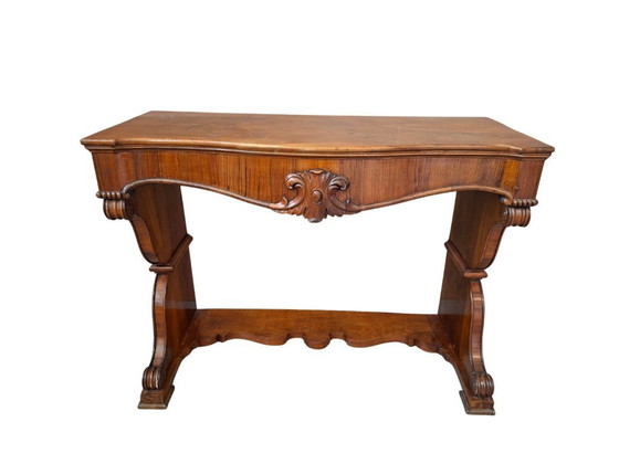 Image 1 of Edler antiker Konsolentisch aus Nussbaumholz – Karl-X.-Zeit (um 1825)