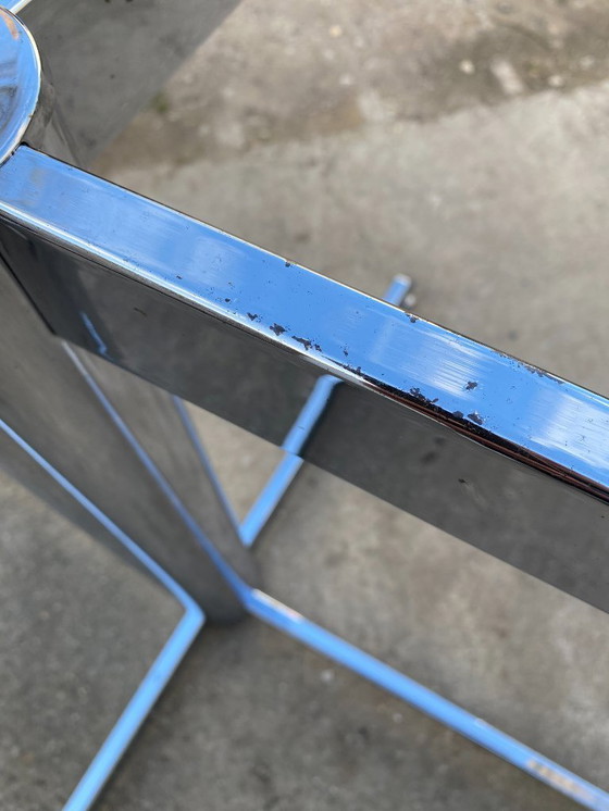 Image 1 of Round smoked glass and chrome table by Florence Knoll and Roche Bobois, 1970s