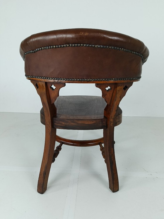 Chaise de bureau victorienne en acajou et cuir – Fauteuils, Wood, Leather (photo 8 of 10)