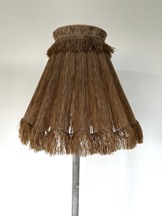 Image 1 of Lampada da terra vintage con paralume in rafia, anni '60