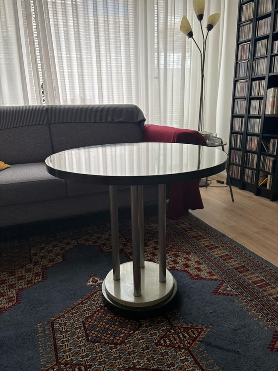 Image 1 of Mesa Bauhaus Cromo/Madera Lacada, Gris Oscuro/Verde Menta