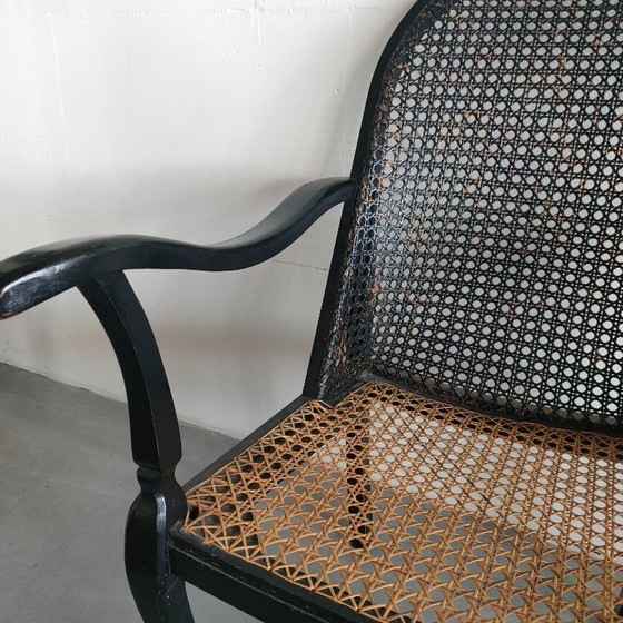 Image 1 of Elegant Louix XVth style webbing armchair fireplace chair