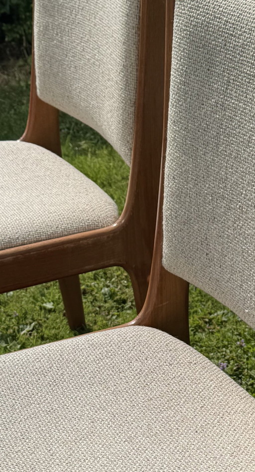 Set van 4 vintage Scandinavische eetkamerstoelen, Teak, Mid Century Modern,  ’70