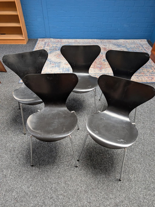 5 sillas mariposa vintage, de Arne Jacobsen para Fritz Hansen, década de 1970.