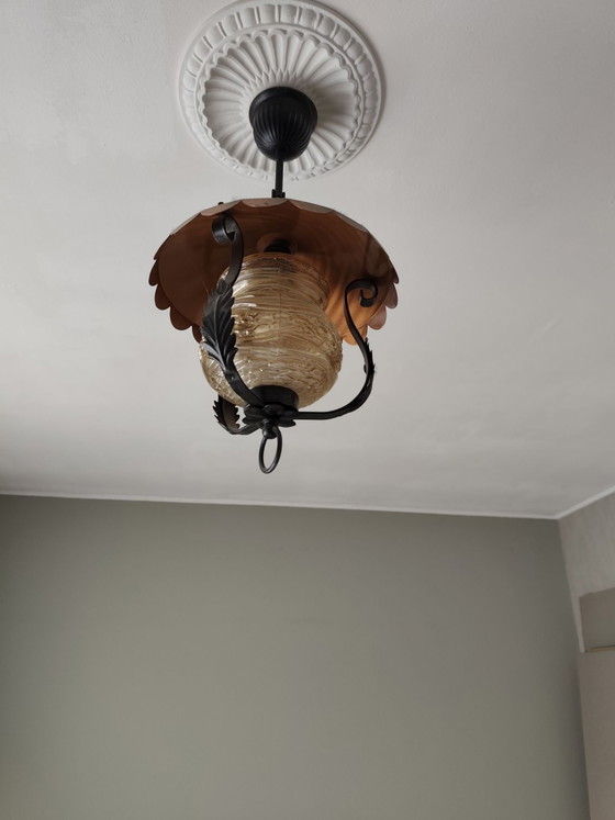 Lampada a sospensione vintage / lampada a sospensione a lanterna – Plafoniere, Vetro, Ferro (photo 2 of 9)