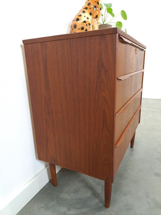 Image 1 of Danish teak chest of drawers with 4 drawers