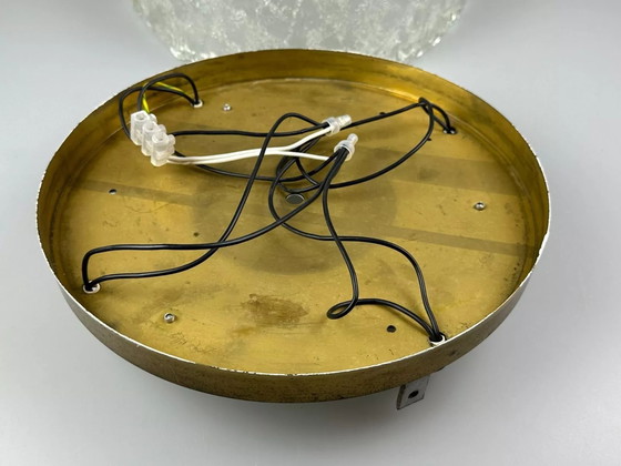Image 1 of Lampada da soffitto anni '60 e '70 Plafoniera a filo in vetro ghiacciato Hillebrand Germania