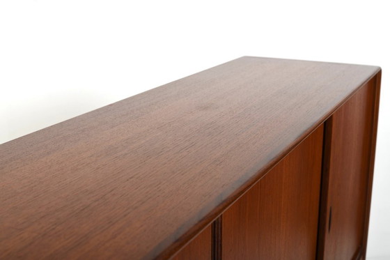 Image 1 of High Quality Danish Highboard with Brass Handle Inlays 1950s