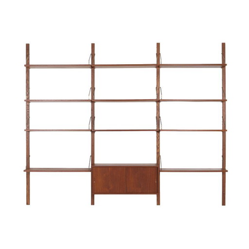 Modulares Royal System Wandregal in orangefarbenem Furnier, entworfen von Poul Cadovius, CADO, Dänemark, 1960er Jahre