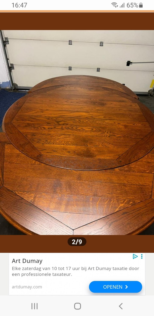 Kersenhout bannink Jugendstil uitschuifbaar eetkamer tafel 