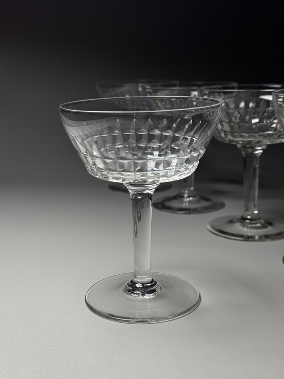 Image 1 of Val Saint Lambert - Set di 6 coppe di cristallo - Servizio Mery. Art Déco anni '40