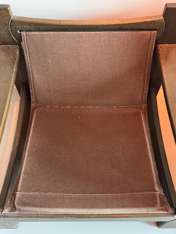 Image 1 of Carl Straub Design-Loungesessel – ausgezeichneter Zustand – Holz/Naturwollkissen (2er-Set)