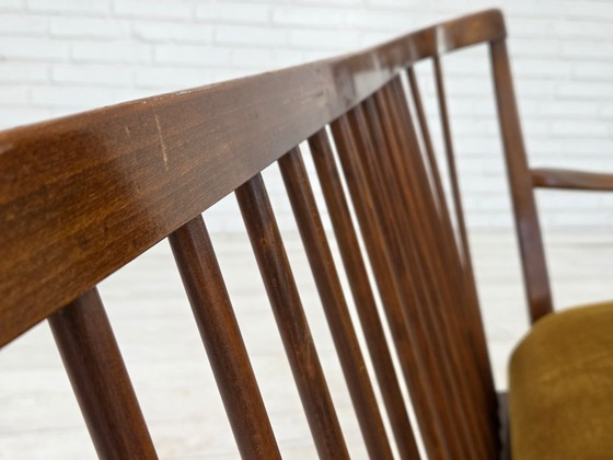 Image 1 of Jaren 60, Deens ontwerp van Alfred Christensen, 2-zitsbank, groene meubelvelours.