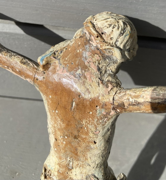 Image 1 of 18th Century Polychrome Wooden Corpus Christi Figure