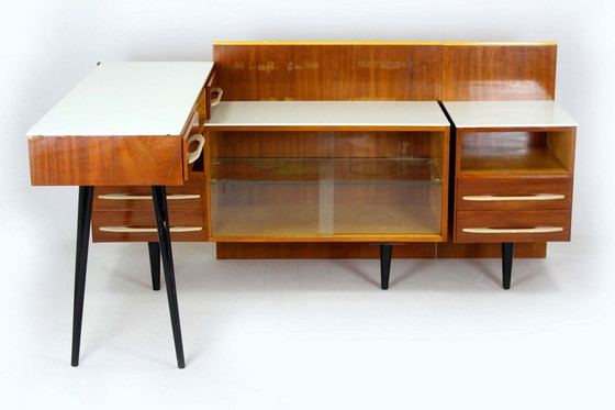 Image 1 of Modular Desks with White Glass Tops by Mojmir Pozar for Up Závody, 1960s, Set of 3