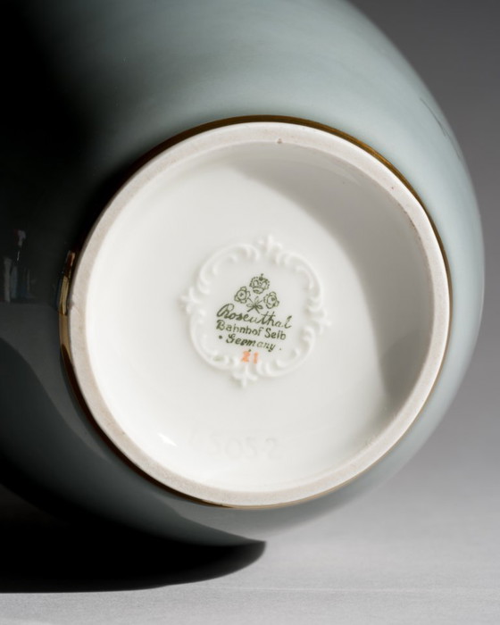 Image 1 of Rosenthal Germania "Cigni volanti" Vaso in porcellana lucida con dettagli in oro Selb 1951