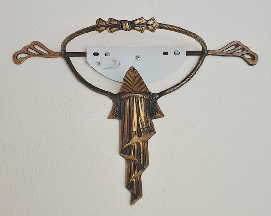 Image 1 of Unieke oude tiffany / glas in lood wandlamp met Dragonfly's