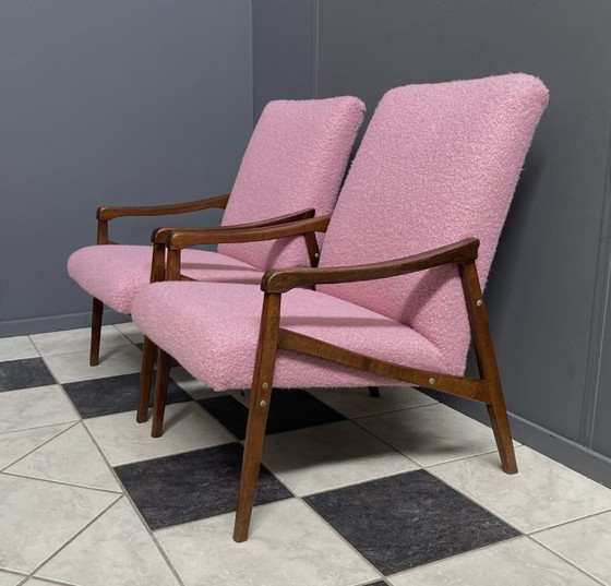 Image 1 of Pink Boucle Jiri Jiroutek chairs 1960s