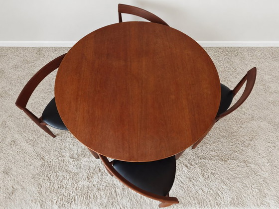 Roundette Teak Extendable Dining Set by Hans Olsen for Frem Røjle, Denmark 1960s – Wood, Skai (photo 2 of 29)