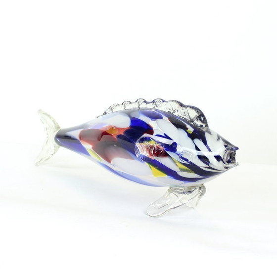 Image 1 of Large Colorful Glass Fish Statue, Czechoslovakia 1960s