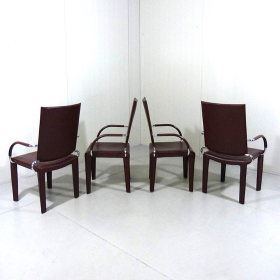 Image 1 of 4 fauteuils Arcadia en cuir, par Arper Italie, 1980