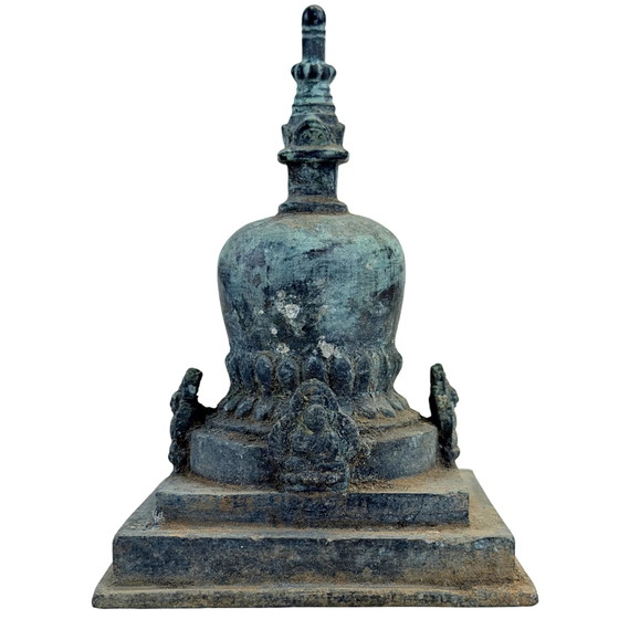Estupa Votiva de Bronce de la India Oriental – Tradición Pala – c. Siglos X-XII – 10,5 cm – Esculturas (photo 2 of 11)