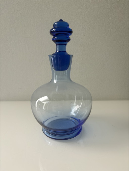 Blauwe karaf met stop, merk Blenko, model Jetson – glazen karaffen, Glass (photo 2 of 12)
