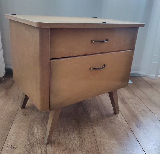 Image 1 of Vintage Nachtkast nachtkastje hout lade 